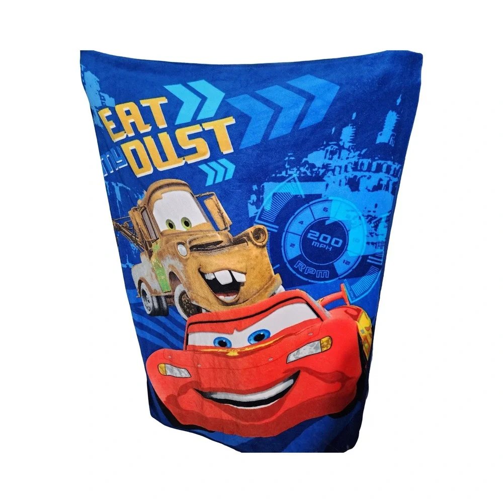 Vintage Disney Pixar Cars Lightning McQueen Mater Eat My‎ Dust Blanket